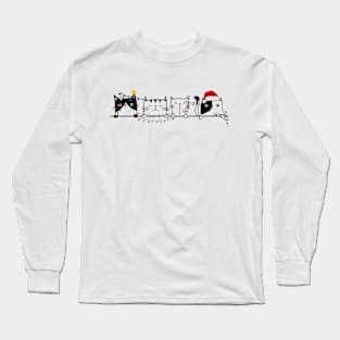 Funny peeking cats christmas Long Sleeve T-Shirt